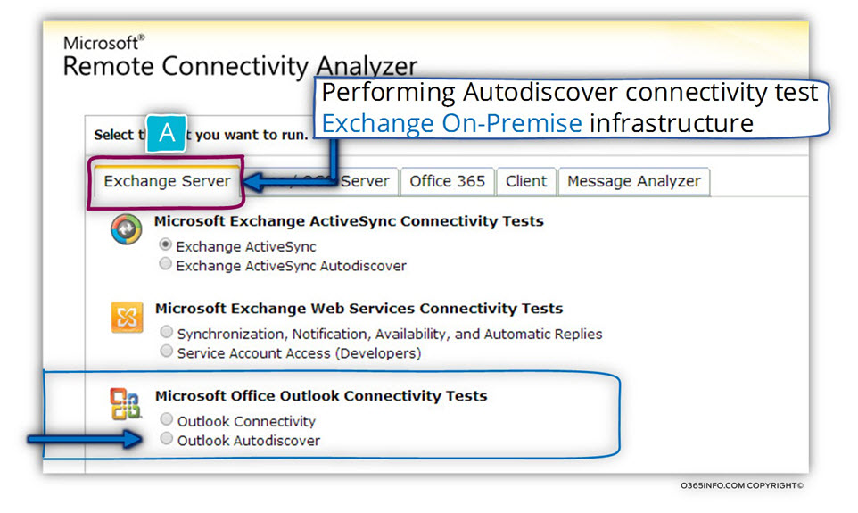 microsoft office outlook connectivity tests